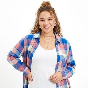 6. American Eagle Outfitters Blue Pink Plaid Button Down Shirt Bundle Jewelry